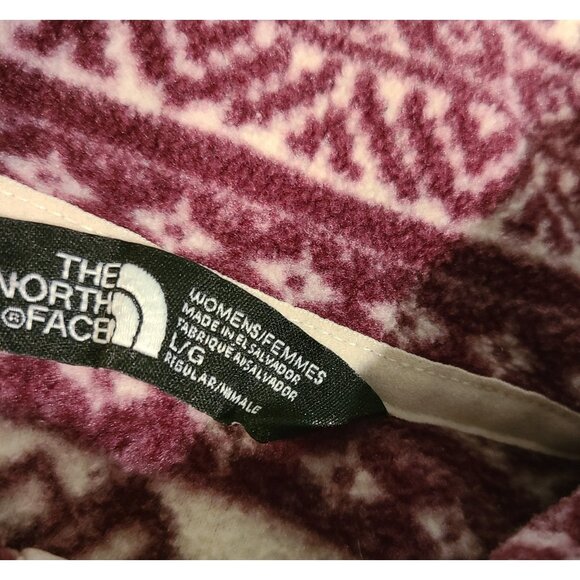 The North Face Aztec Fleece Half Zip Sz Large Womens L Maroon/Purple Cream - Picture 12 of 16